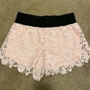 Pink lace shorts